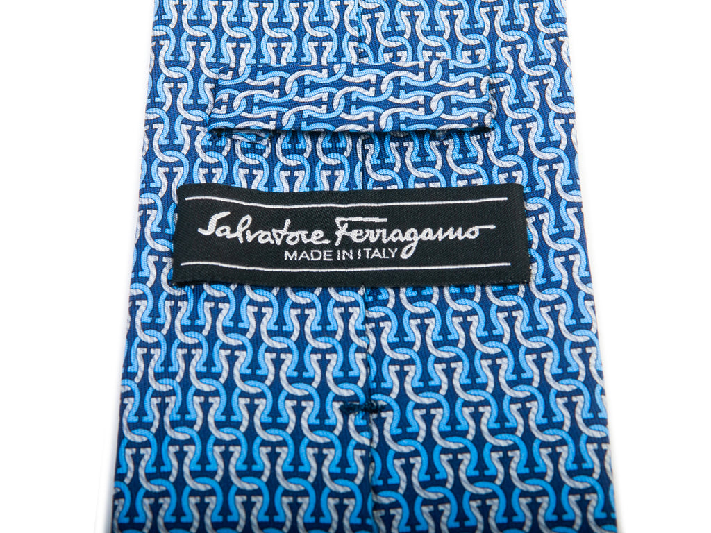 Salvatore Ferragamo Blue Gancini Patterned Tie