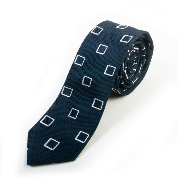 Hugo Boss Made in Italy Black Square Geometric Patterned Skinny Tie
