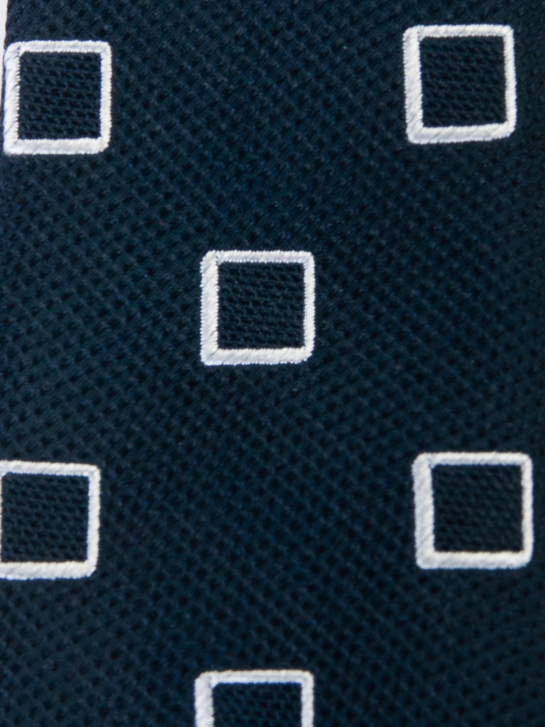Hugo Boss Made in Italy Black Square Geometric Patterned Skinny Tie