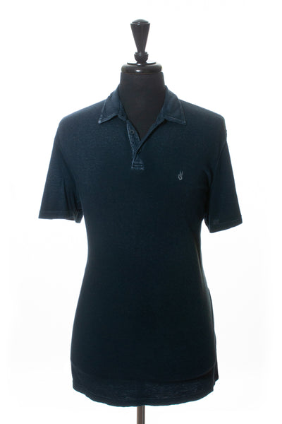 John Varvatos Navy Blue Distressed Polo Shirt