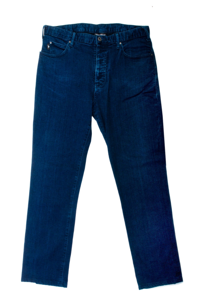 Emporio Armani Blue Button Fly Stretch Denim Jeans