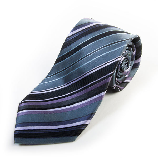 Giorgio Armani Lilac on Gray Barcode Striped Tie