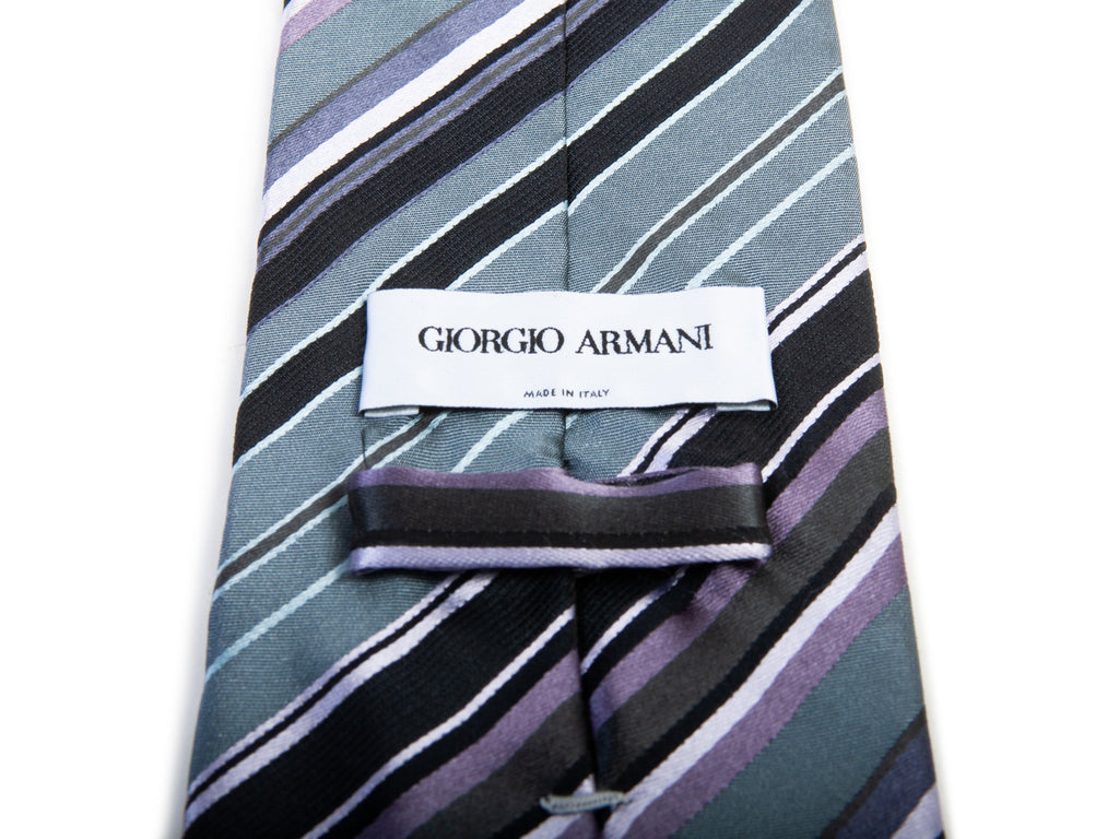 Giorgio Armani Lilac on Gray Barcode Striped Tie