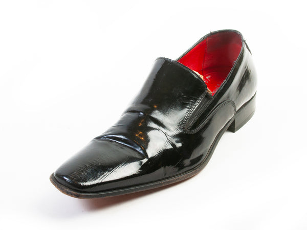 Angel Infantes Black Eel Embossed Slip On Shoes