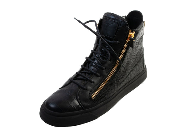 Giuseppe Zanotti Black Embossed Leather Runners