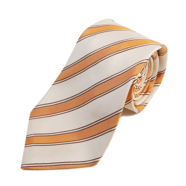 Kiton Orange Striped Silk Tie