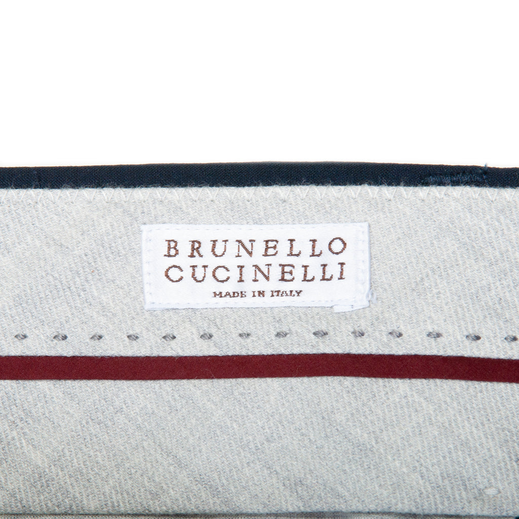 Brunello Cucinelli Navy Blue Silk Blend Trousers