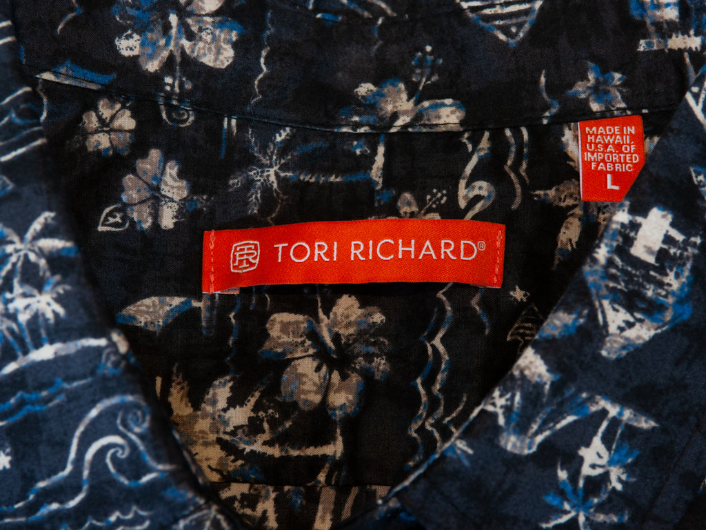 Tori Richard Black Ocean Print Shirt