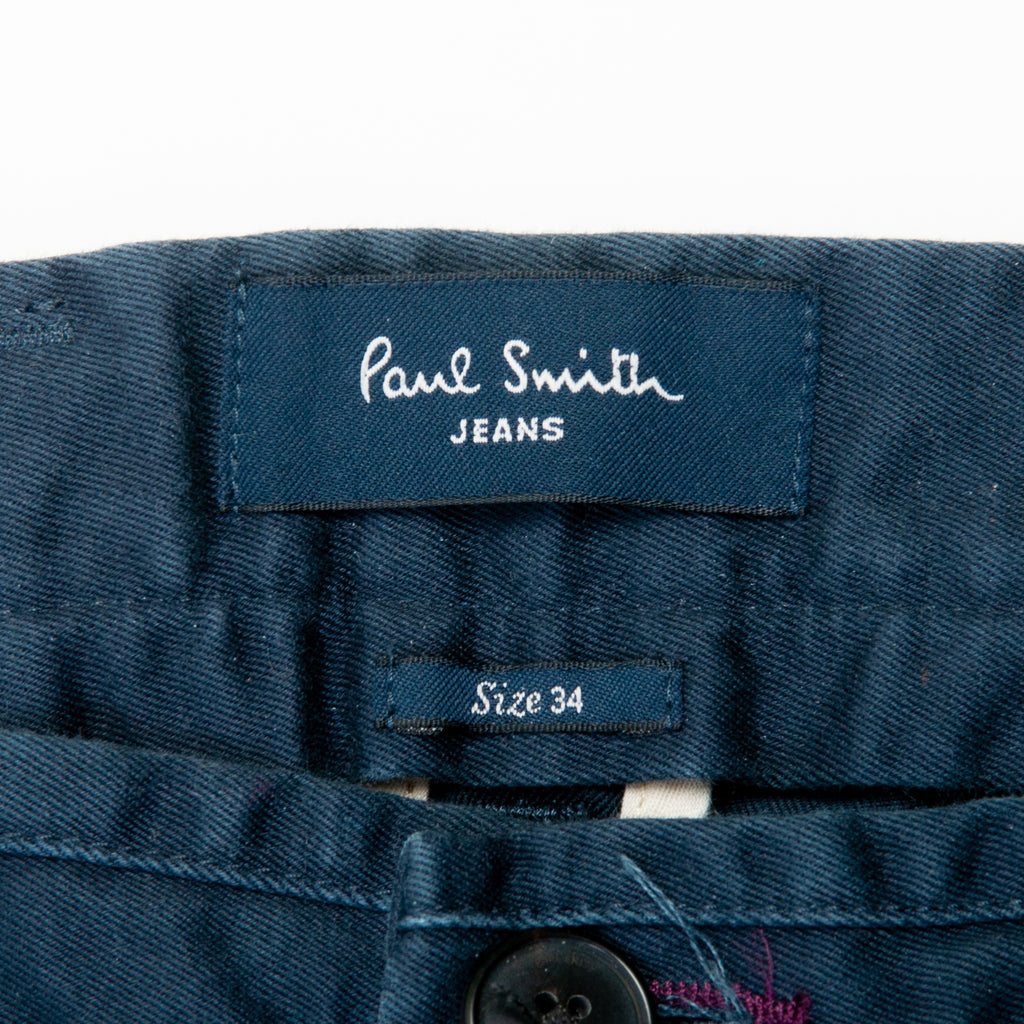 Paul Smith Navy Blue Button Fly Chinos
