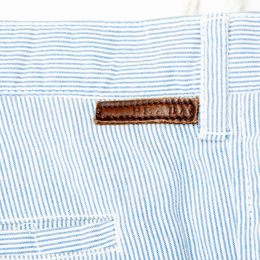 Prada Blue Striped Linen Blend Pants