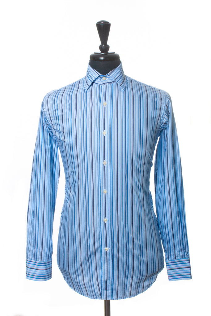Etro Blue Striped Cotton Shirt
