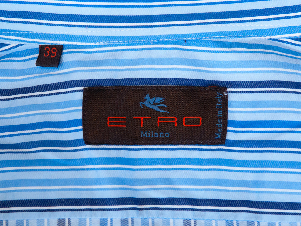 Etro Blue Striped Cotton Shirt