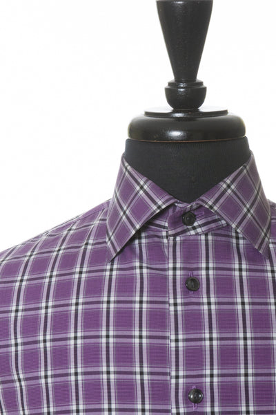 Eton Purple Check Contemporary Fit Shirt