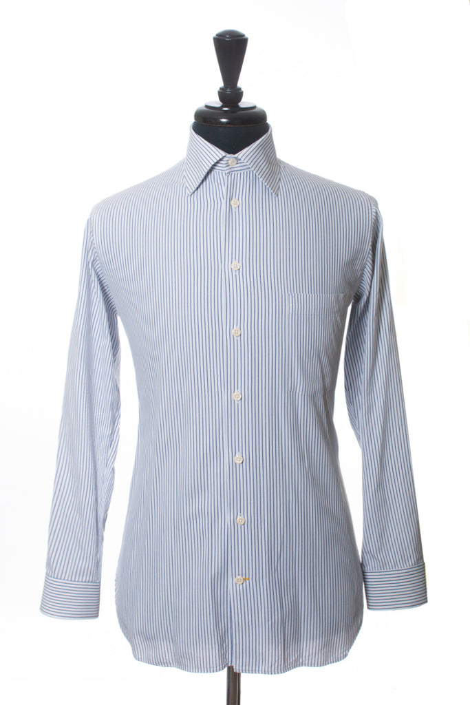 JP Tilford Samuelsohn Navy Blue Striped Classic Fit Shirt
