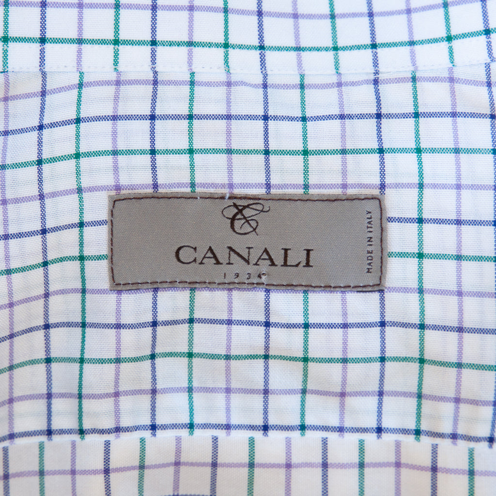 Canali 1934 Purple and Green Check Shirt