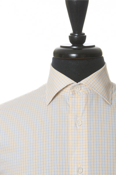 Canali 1934 Yellow Check Stretch Cotton Shirt