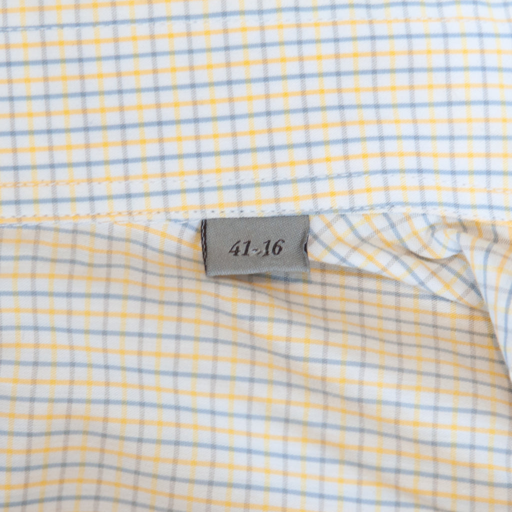 Canali 1934 Yellow Check Stretch Cotton Shirt