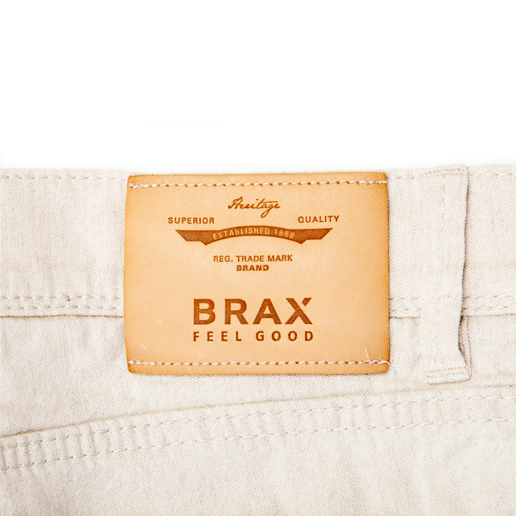 Brax Light Brown Cadiz Straight Linen Blend Pants