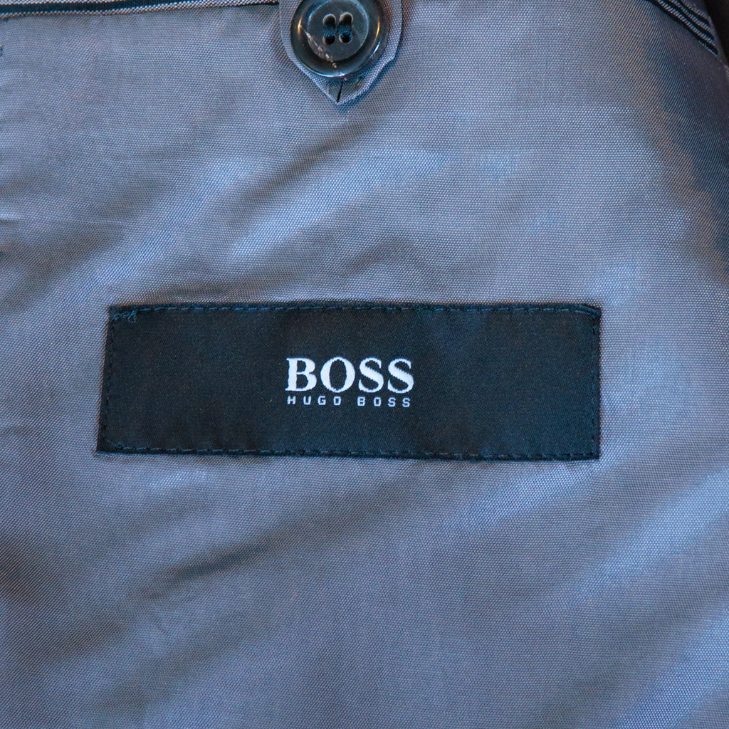Hugo Boss Gray Striped Cotton Linen Maxwell Blazer