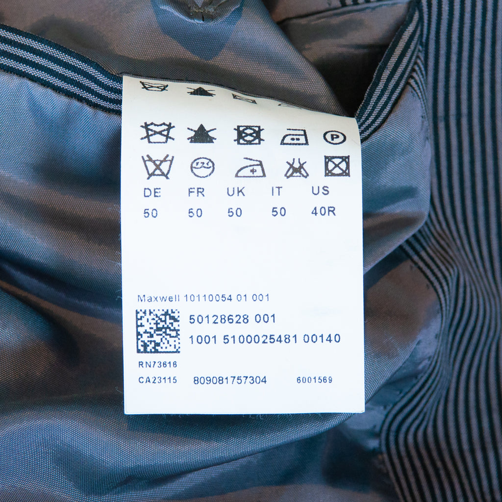 Hugo Boss Gray Striped Cotton Linen Maxwell Blazer