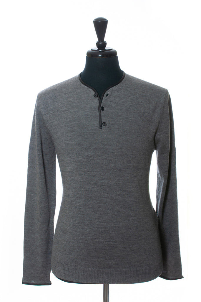 The Kooples Gray Merino Wool Henley Sweater