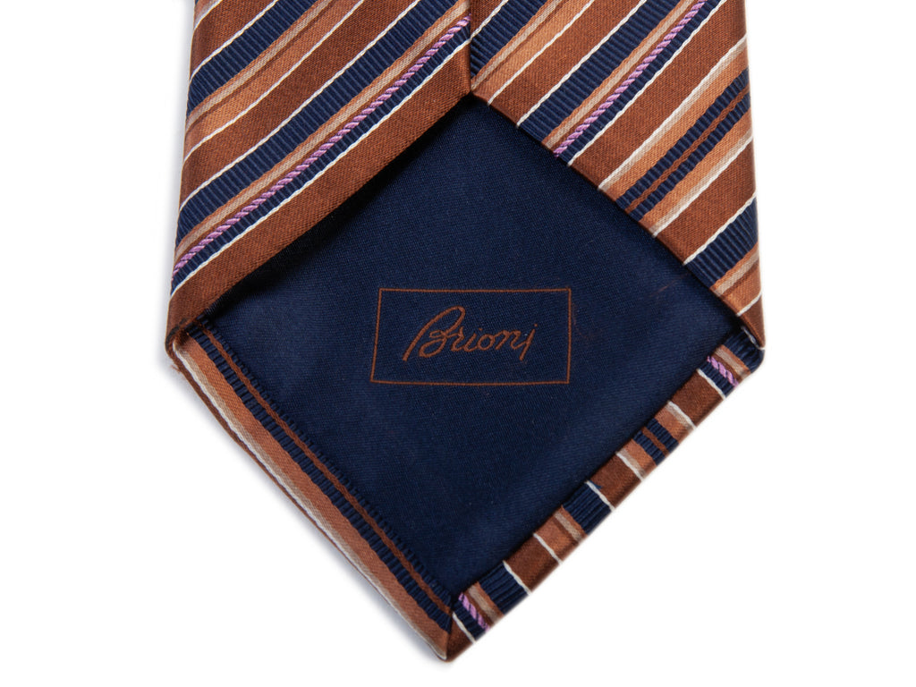 Brioni Brown and Navy Striped Tie