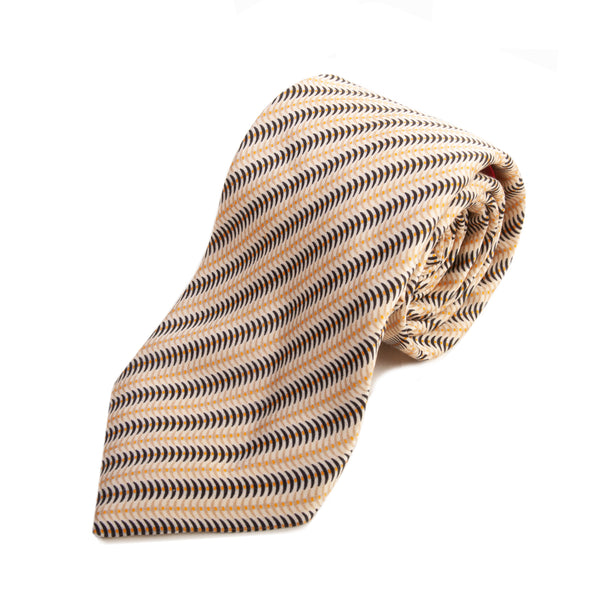 Tino Cosma Brown Pattern Striped Satin Tie
