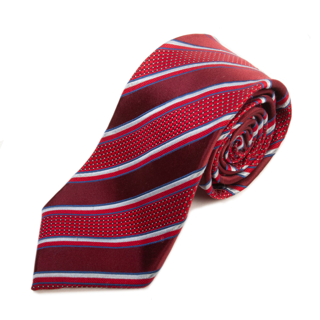 Ermenegildo Zegna Red Striped Silk Tie