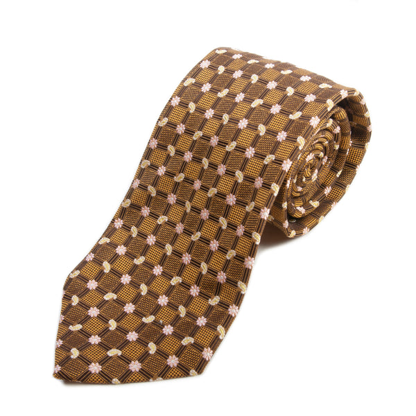 Luciano Barbera Brown Geometric Patterned Tie