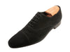 Giorgio Armani Charcoal Gray Textured Suede Cap Toe Oxford Shoes