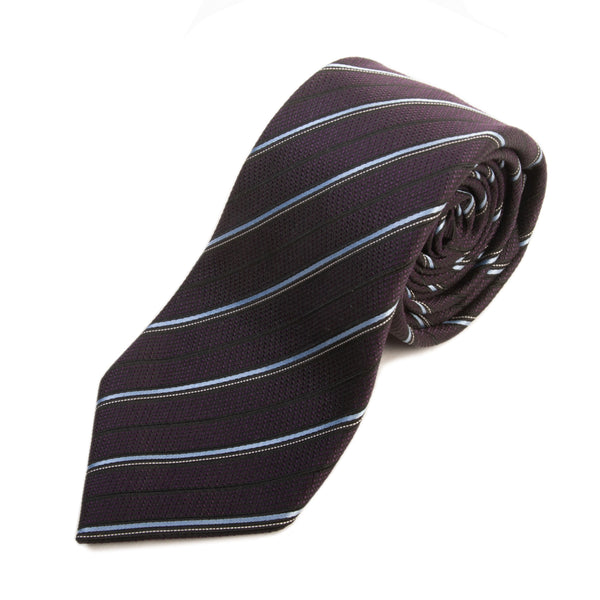 Ermenegildo Zegna Blue on Brown Striped Silk Tie