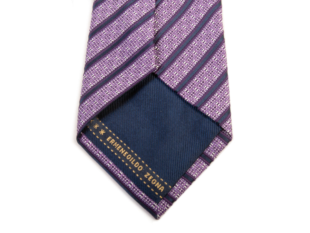 Ermenegildo Zegna Purple Striped Silk Tie