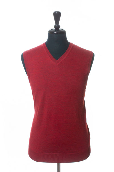 Black & Brown Deep Red Merino Wool Sweater Vest