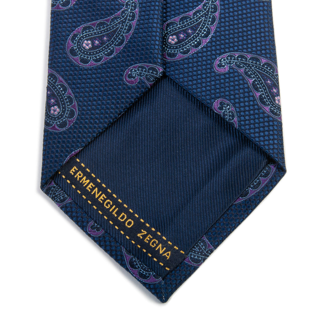 Ermenegildo Zegna Navy Blue Paisley Tie