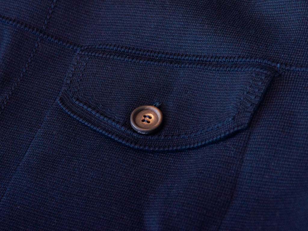 Brioni Navy Blue Silk and Cotton Knit Jeans Jacket