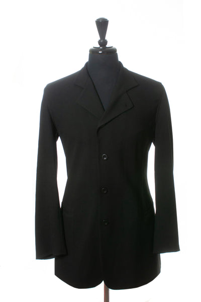 Armani Collezioni Black Stretch Wool Coat