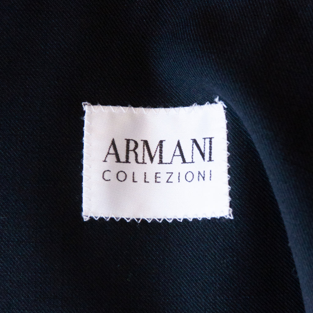 Armani Collezioni Black Stretch Wool Coat