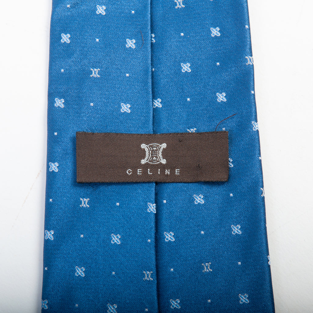 Celine Blue Patterned Silk Tie