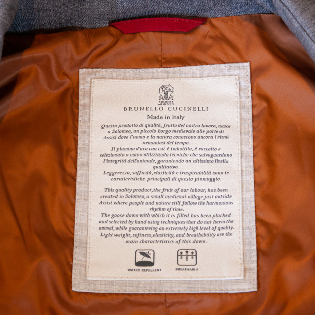Brunello Cucinelli Gray Water Repellent Wool Down Vest