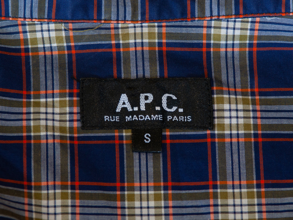 A.P.C. Blue Plaid Button Down Shirt