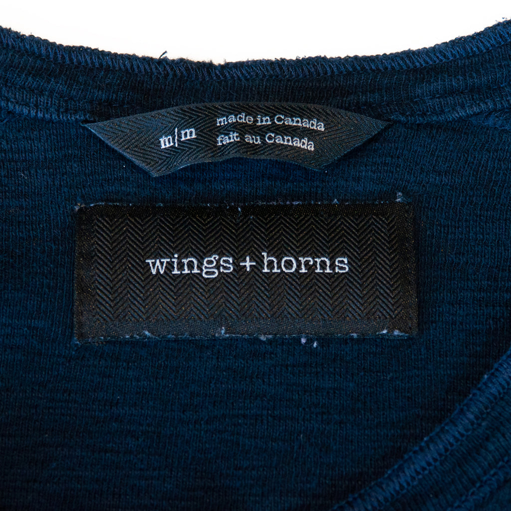 Wings + Horns Navy Blue Henley Shirt