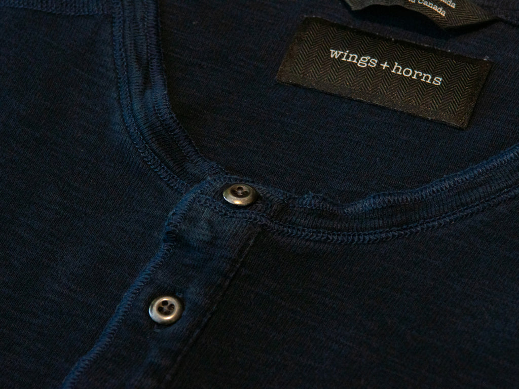Wings + Horns Navy Blue Henley Shirt