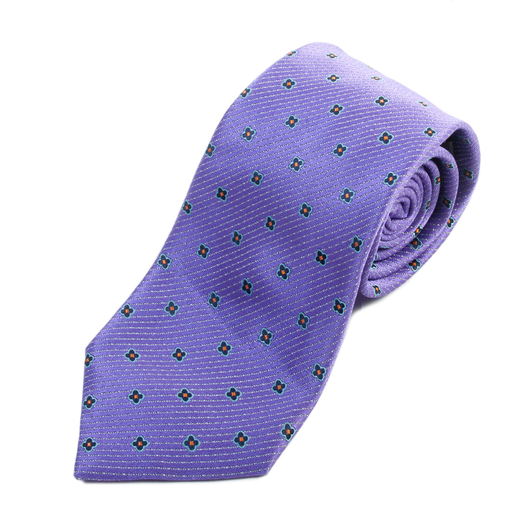 Ermenegildo Zegna Purple Floral Geometric Patterned Tie