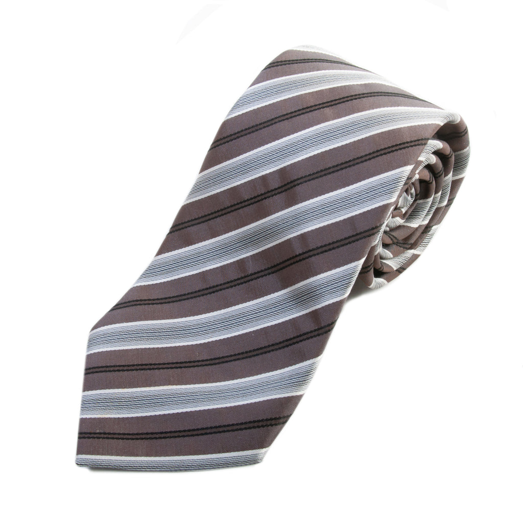 Hugo Boss Silver on Brown Striped Tie
