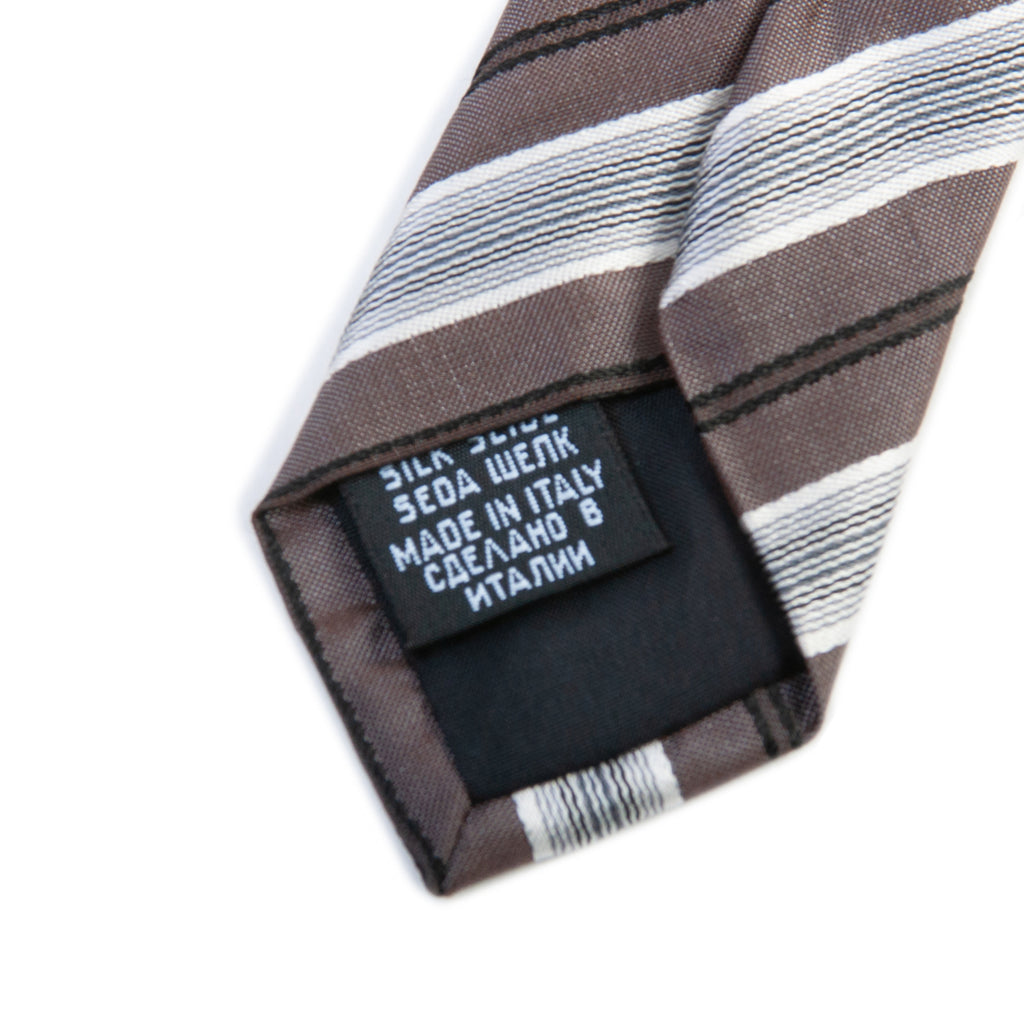 Hugo Boss Silver on Brown Striped Tie