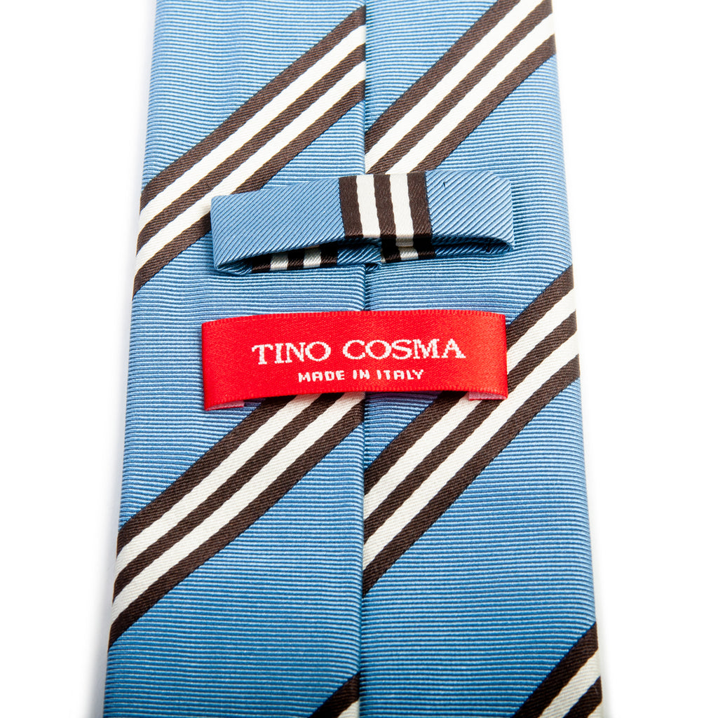 Tino Cosma Blue Striped Silk Tie