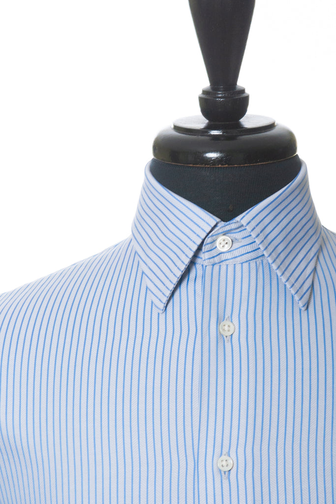 Armani Collezioni Blue Herringbone Striped Shirt