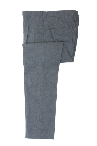PT01 Grey Preppy Fit Pleated Trousers
