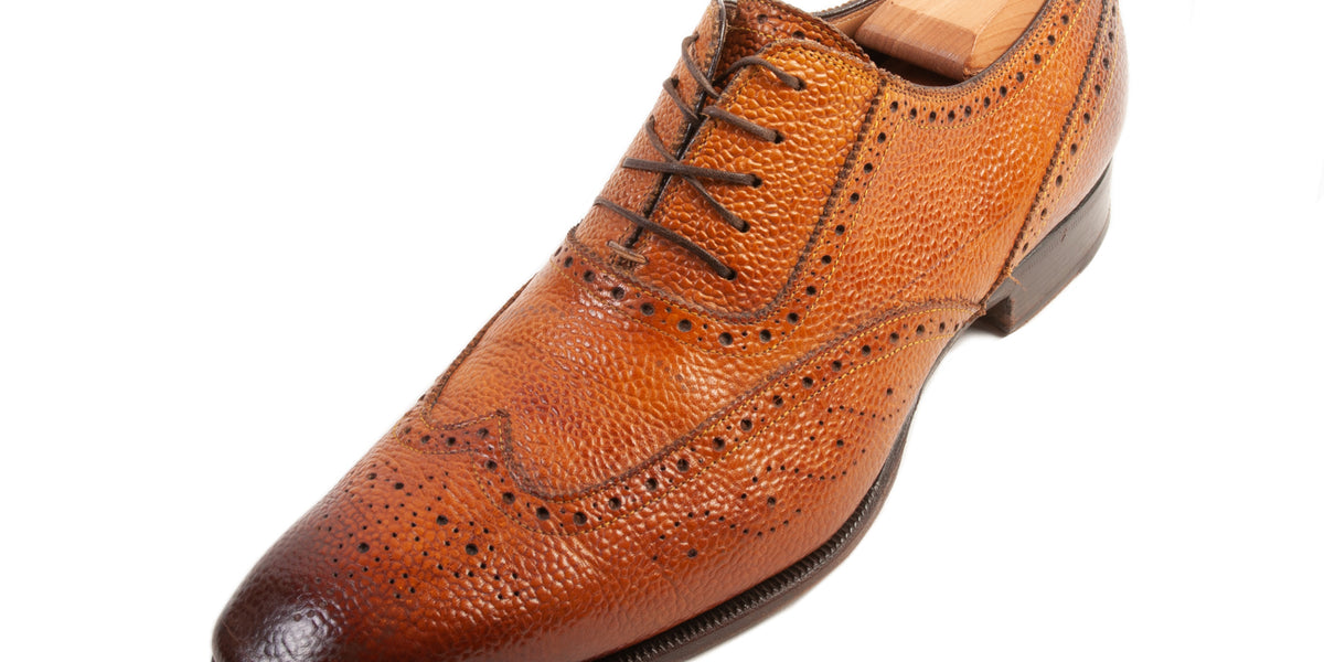 Di Bianco Brown Pebbled Leather Shoes display picture 1