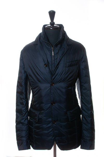 Moorer Navy Blue Quilted Down Coat